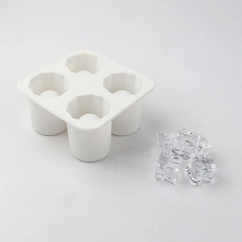Silicone Round Ice Cube Mold – 4-Hole Press Ice Ball Maker for Whiskey & Cocktails