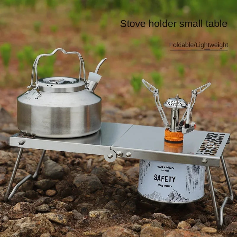 Outdoor Furnace Head Folding Table Camping Accessories Stainless Steel Portable Tea Table Multi Purpose Splicing Barbecue Table