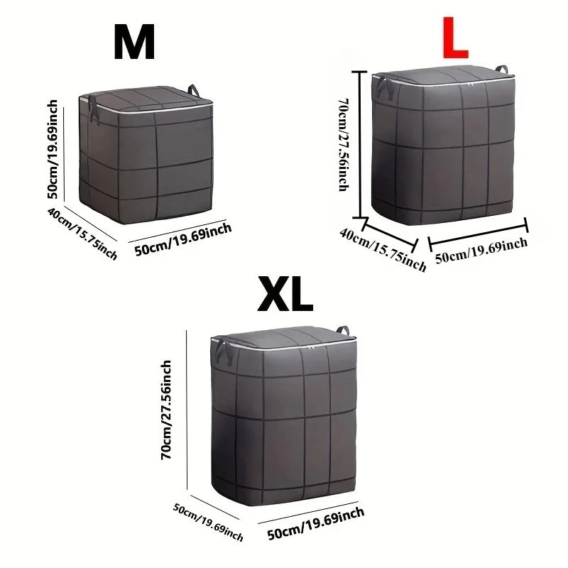Large Capacity Fabric Storage Bag with Zipper & Handles – For Blankets, Clothes & Bedding