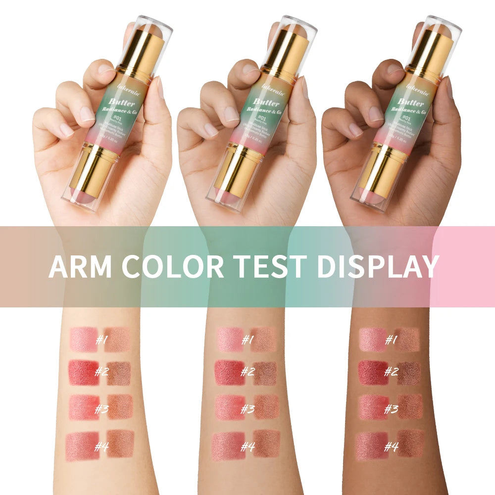 Double-Headed Bronzer & Blush Stick – Multiuse Glow Stick for Cheeks, Eyes & Lips