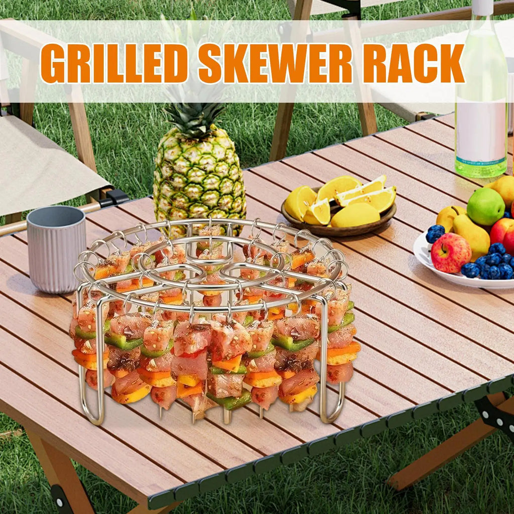 Vertical Skewer Grill Rack with 24 Stainless Steel Skewers – Air Fryer, Oven & BBQ