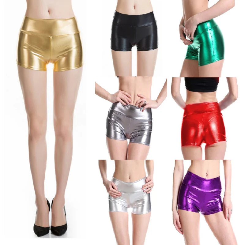 Women's Faux Leather Shorts – High-Waist Shiny Slim Fit for Club, Dance & Night Out
