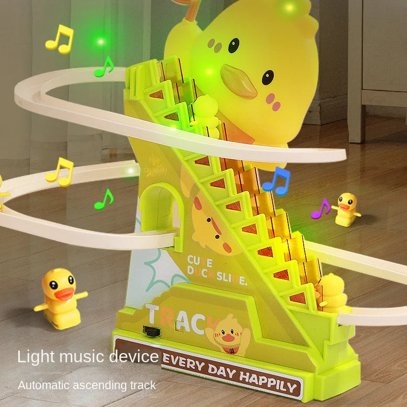 Stair Climbing Ducks Flashing Lights and Music Duck Roller Coaster Toy…