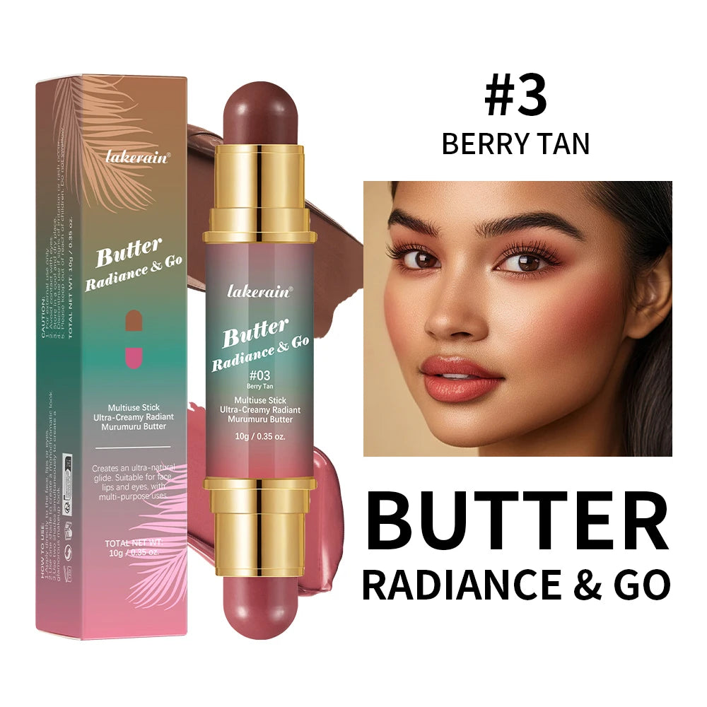 Double-Headed Bronzer & Blush Stick – Multiuse Glow Stick for Cheeks, Eyes & Lips