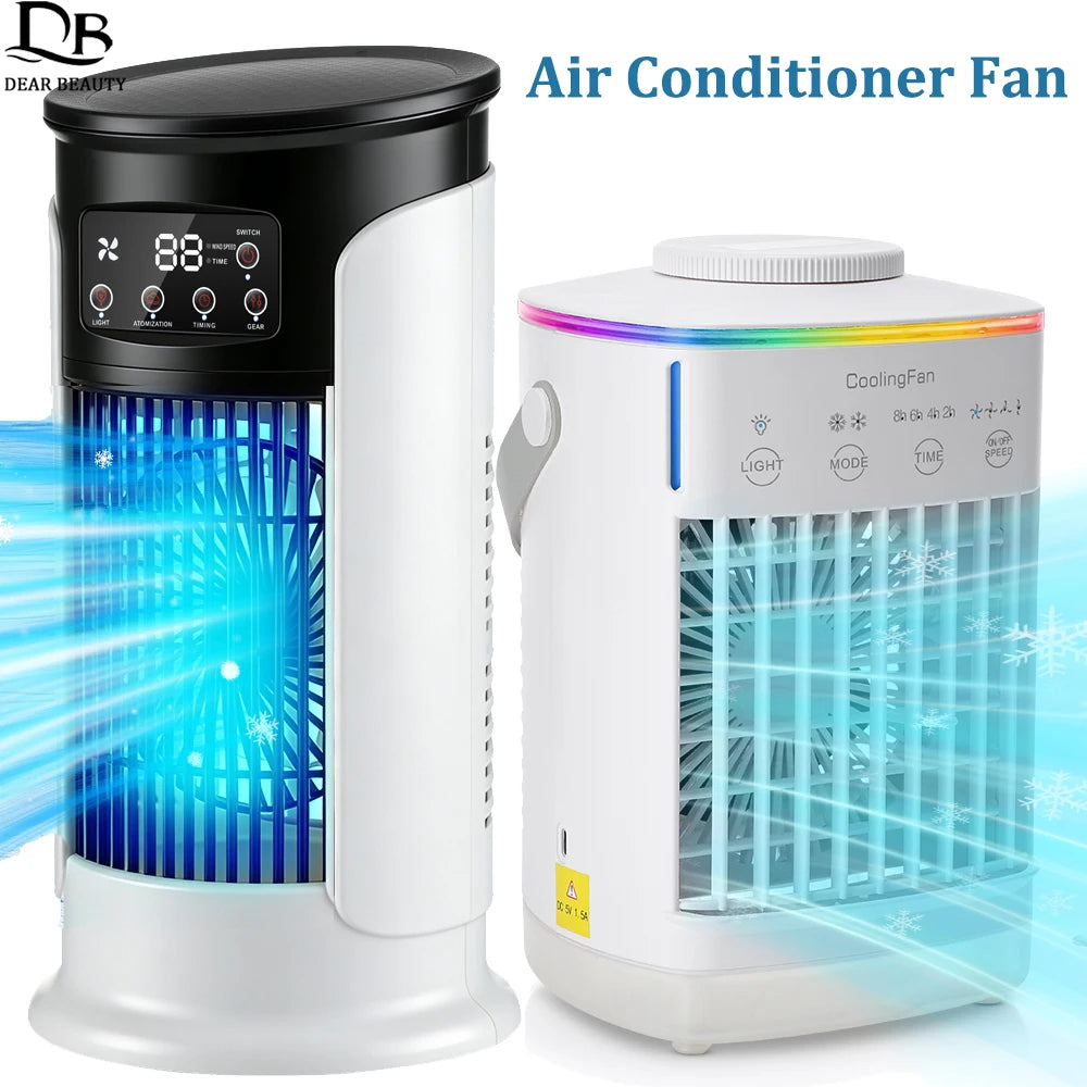 Desktop Air Conditioner Fan Portable Air Cooler Fan With LED Night Lig…