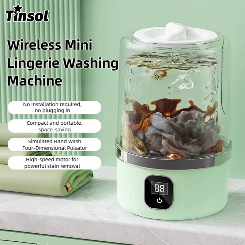 New Portable Wireless Washing Machine Compact Laundry Equipment Clothing Cleaning Tool Ideal for Dorms, Travel, Camping, Hotels