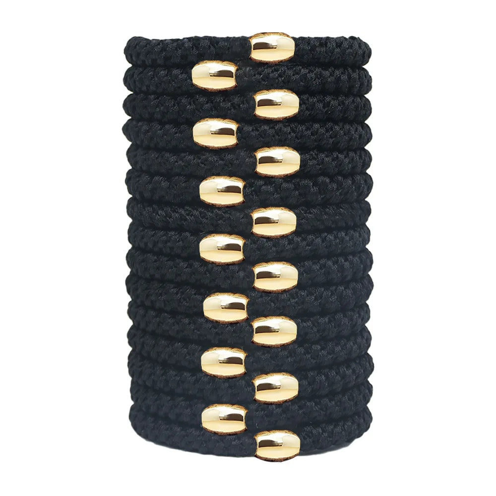 10pcs 5mm Black Mix Elastic Hair Ties Hair Bands No Damage Soft Ponytail Holders Hair Accessories for Girls Women