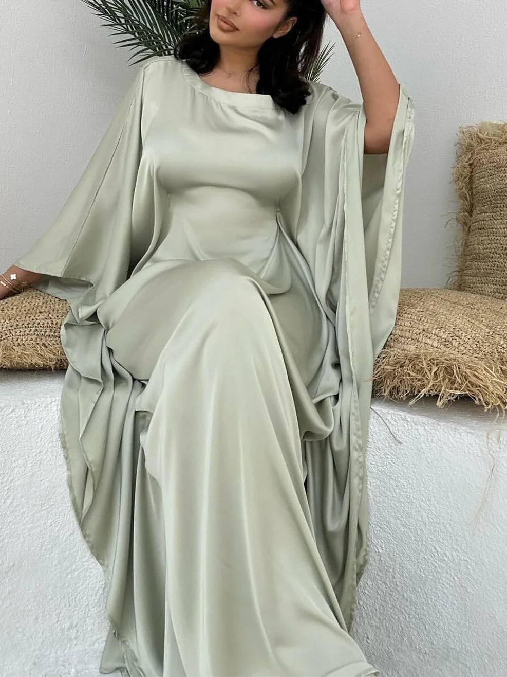 Eid Modest Bat Sleeve Muslim Party Dress – Ramadan Abaya Kaftan