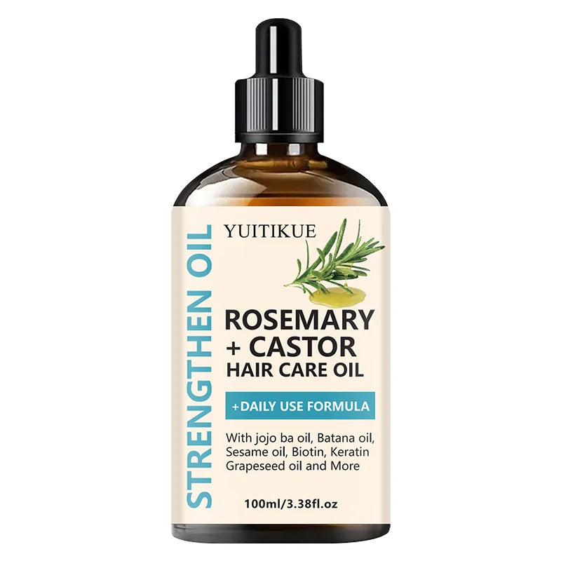 YUITIKUE Rosemary + Castor Strengthening Hair Oil - Daily Use Hair Care Oil with Jojoba & Batana Oil for Hair Growth