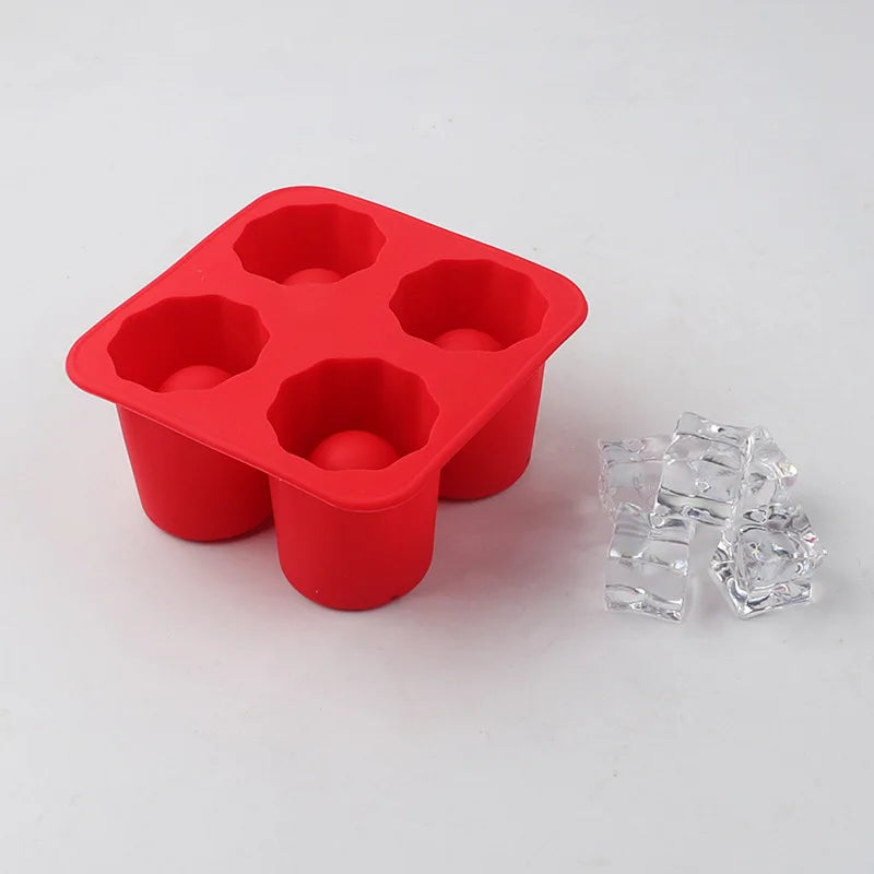 Silicone Round Ice Cube Mold – 4-Hole Press Ice Ball Maker for Whiskey & Cocktails