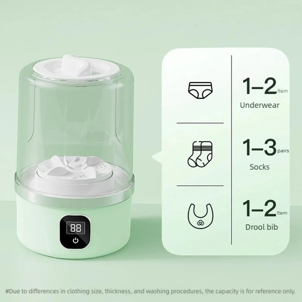 New Portable Wireless Washing Machine Compact Laundry Equipment Clothing Cleaning Tool Ideal for Dorms, Travel, Camping, Hotels