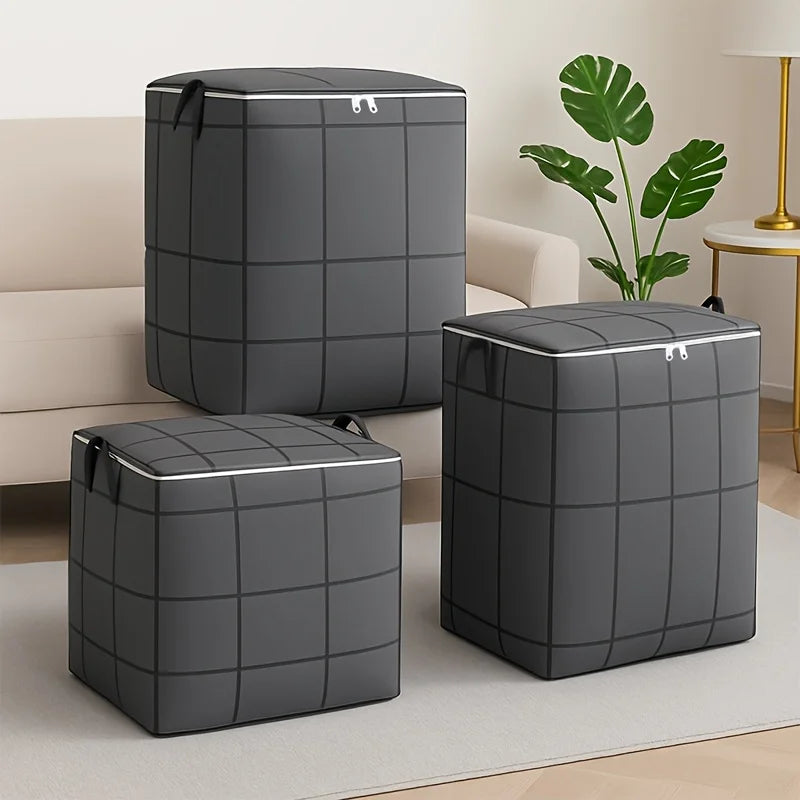Large Capacity Fabric Storage Bag with Zipper & Handles – For Blankets, Clothes & Bedding