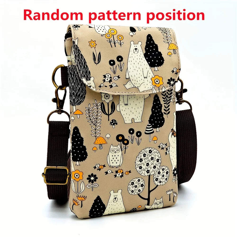 Cute Cat Animal Print Crossbody Bag, Kawaii Fabric Phone Purse, Small Shoulder Bag With Adjustable Strap  Purses and Handbags