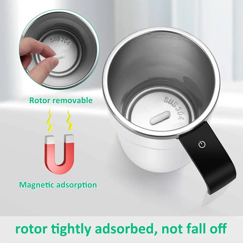 380ml Electric Self-Mixing Cup – USB Rechargeable Stainless Steel Blender Mug