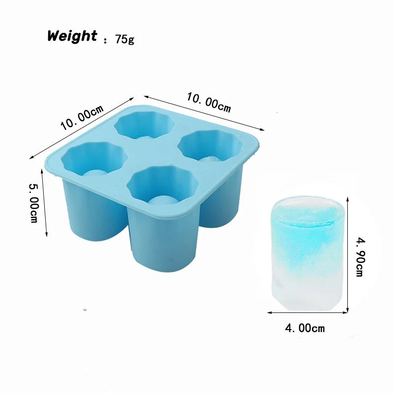 Silicone Round Ice Cube Mold – 4-Hole Press Ice Ball Maker for Whiskey & Cocktails
