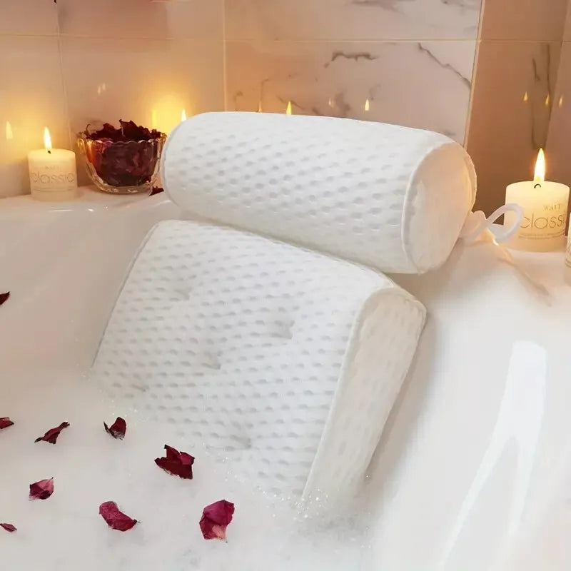 Luxury Spa Bathtub Pillow – Anti-Slip Suction Cup for Neck & Back Support