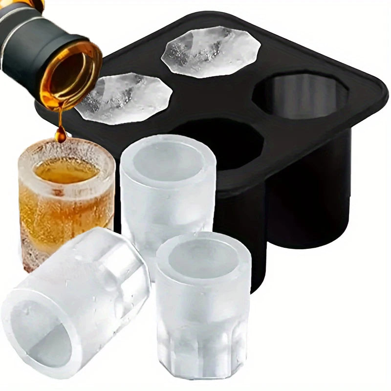 Silicone Round Ice Cube Mold – 4-Hole Press Ice Ball Maker for Whiskey & Cocktails