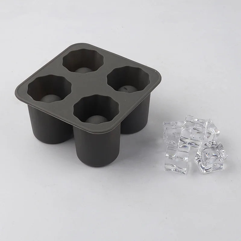 Silicone Round Ice Cube Mold – 4-Hole Press Ice Ball Maker for Whiskey & Cocktails