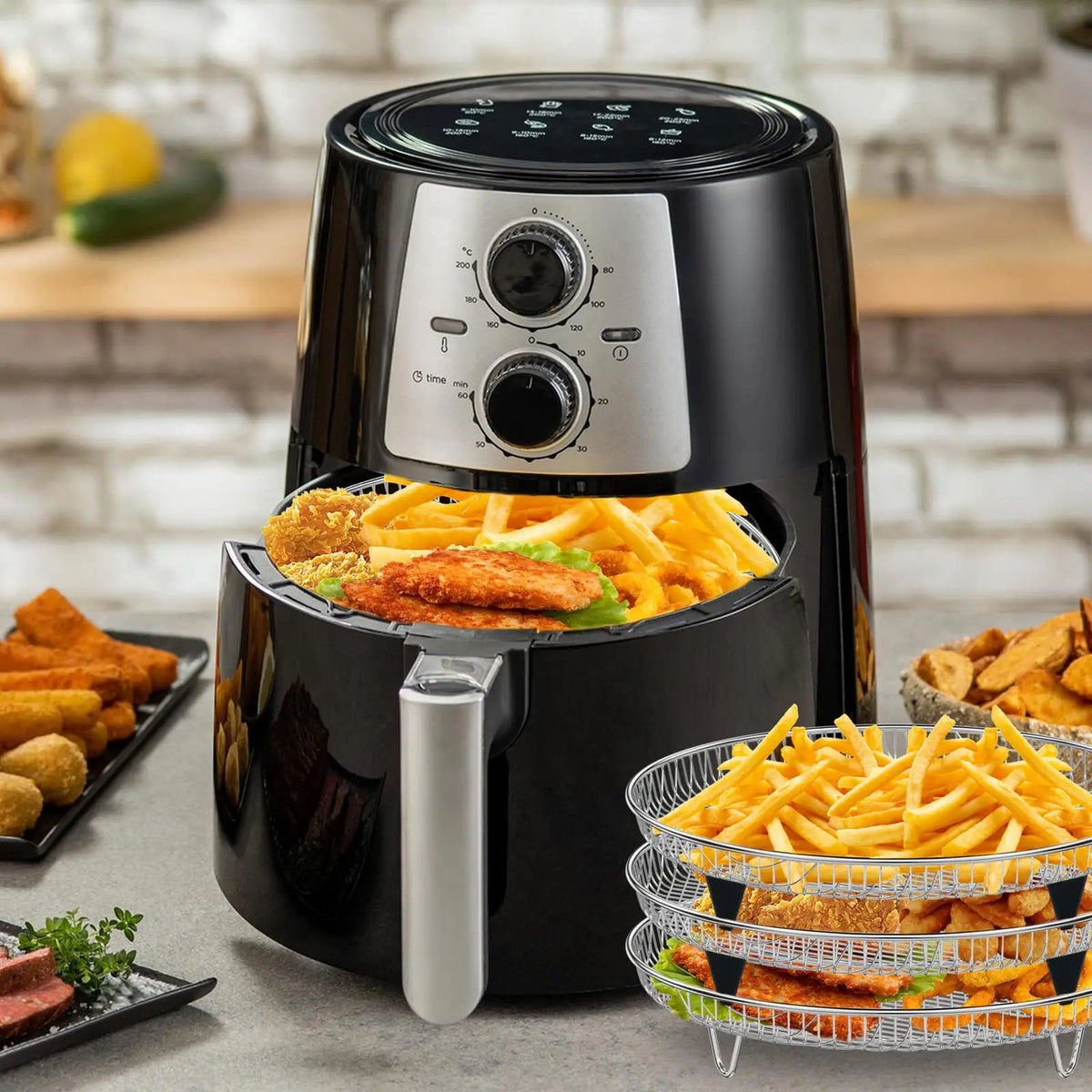 Stackable Air Fryer Rack – 304 Stainless Steel Baking & Grilling Tray for Air Fryers & Ovens