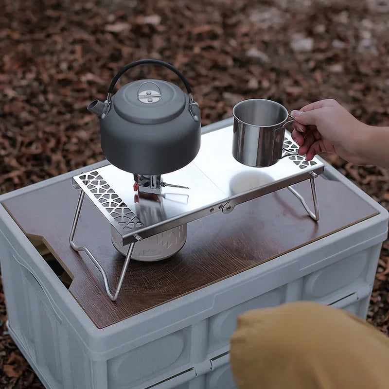 Outdoor Furnace Head Folding Table Camping Accessories Stainless Steel Portable Tea Table Multi Purpose Splicing Barbecue Table