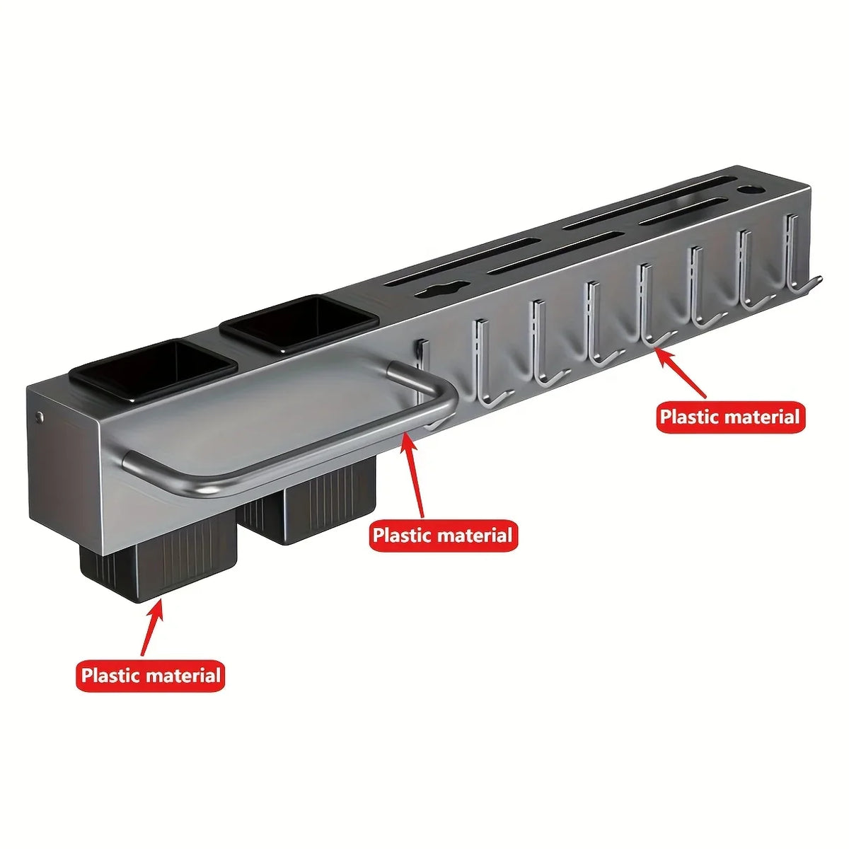 Heavy Duty Carbon Steel Wall Mounted Kitchen Organizer – No Drill Knife & Utensil Rack