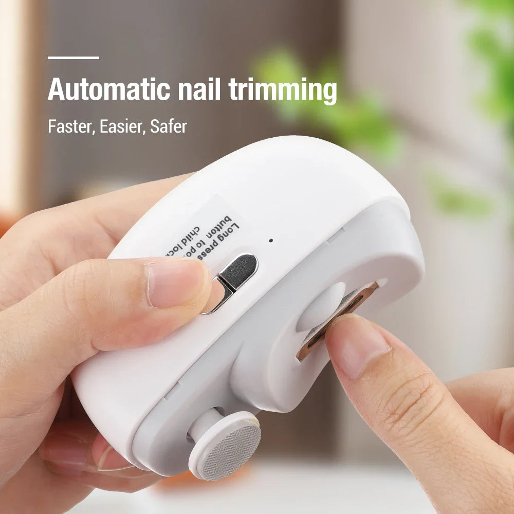 Electric Nail Clipper for Baby Adult 2 Speeds Rechargeable Nail Trimmer with Light 2 in1 Grinding and Polishing Manicure Tool