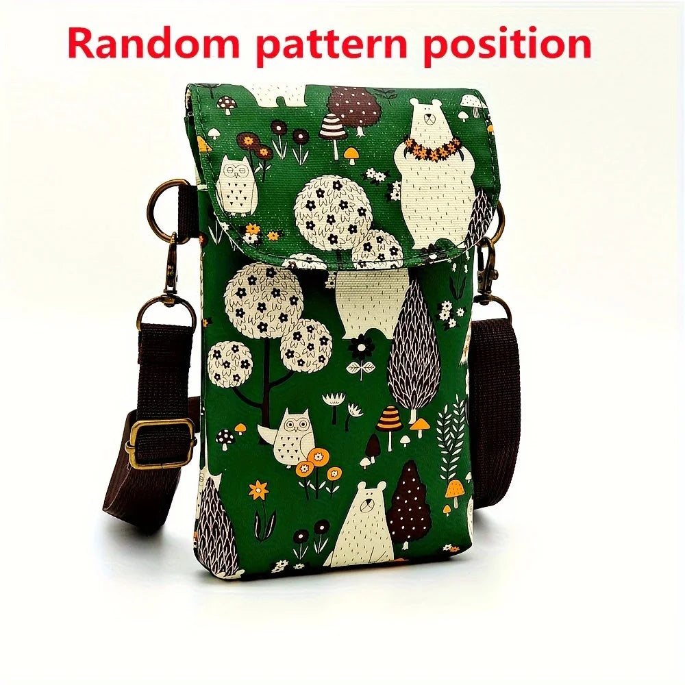 Cute Cat Animal Print Crossbody Bag, Kawaii Fabric Phone Purse, Small Shoulder Bag With Adjustable Strap  Purses and Handbags