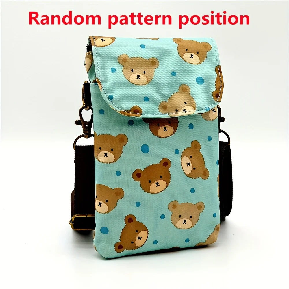 Cute Cat Animal Print Crossbody Bag, Kawaii Fabric Phone Purse, Small Shoulder Bag With Adjustable Strap  Purses and Handbags