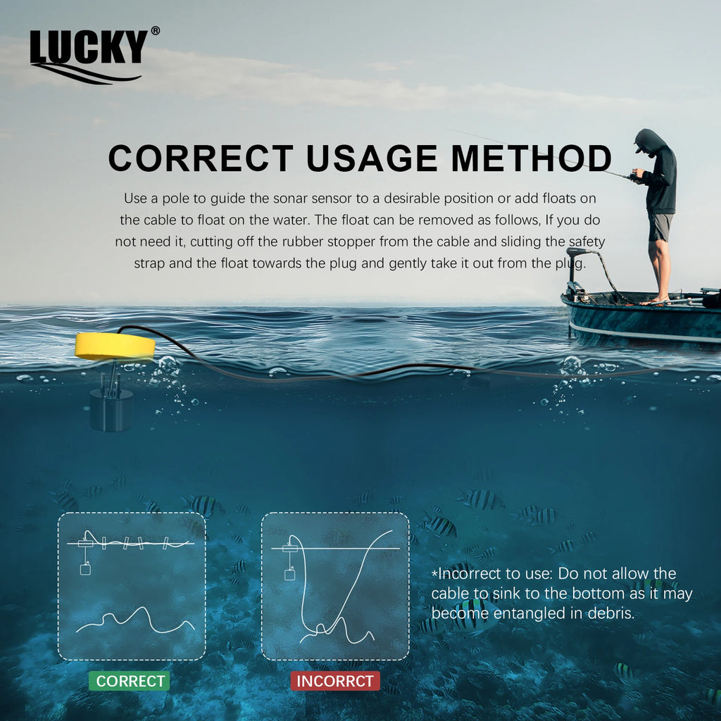 FFC1108-1 Alarm 100M Portable Sonar Fish Finders 45 Degrees Sonar Cove…