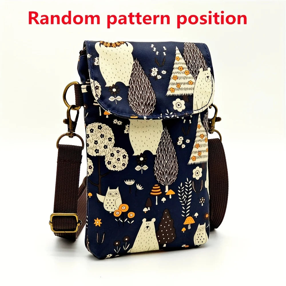 Cute Cat Animal Print Crossbody Bag, Kawaii Fabric Phone Purse, Small Shoulder Bag With Adjustable Strap  Purses and Handbags
