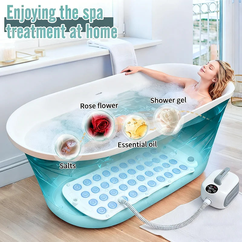 Spa Bubble Bath Massager Mat – Full-Body Massage with Remote Control & Inflatable Pillow