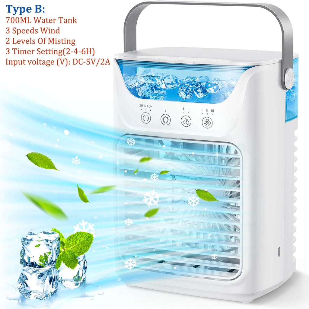 Desktop Air Conditioner Fan Portable Air Cooler Fan With LED Night Lig…