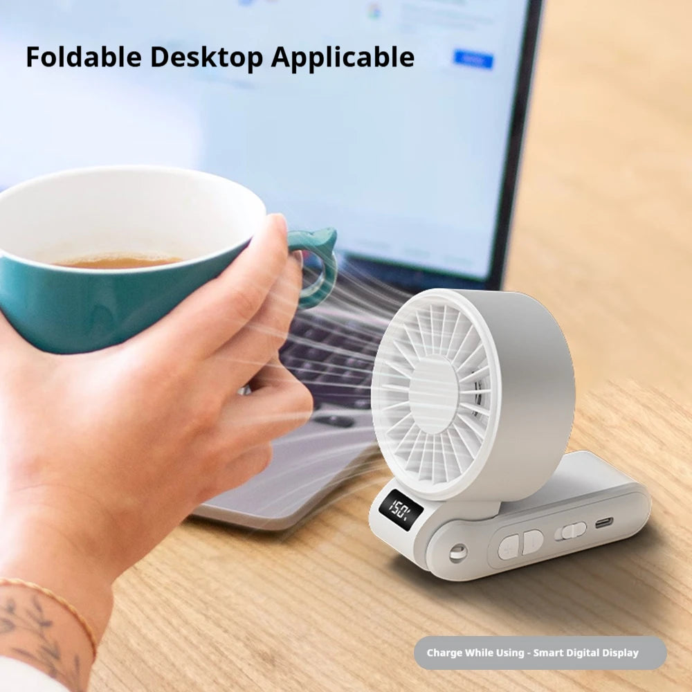 Portable Mini Fan – 3000mAh Rechargeable Foldable Handheld Fan for Outdoor & Travel
