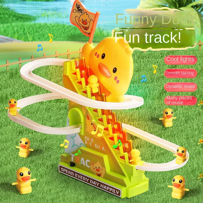 Stair Climbing Ducks Flashing Lights and Music Duck Roller Coaster Toy…