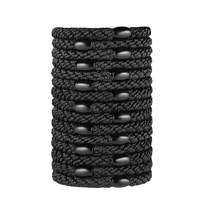 10pcs 5mm Black Mix Elastic Hair Ties Hair Bands No Damage Soft Ponytail Holders Hair Accessories for Girls Women