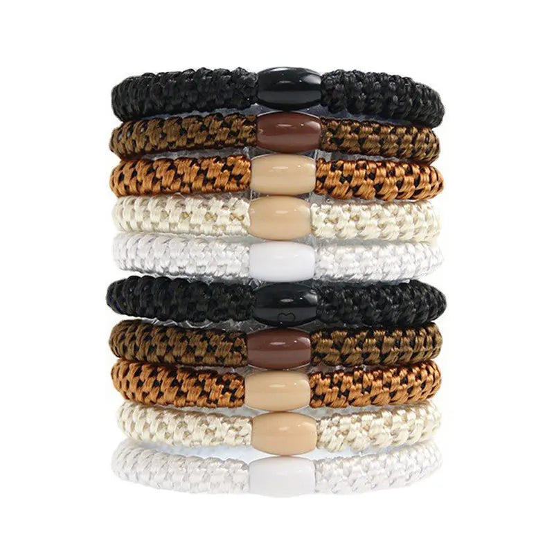 10pcs 5mm Black Mix Elastic Hair Ties Hair Bands No Damage Soft Ponytail Holders Hair Accessories for Girls Women