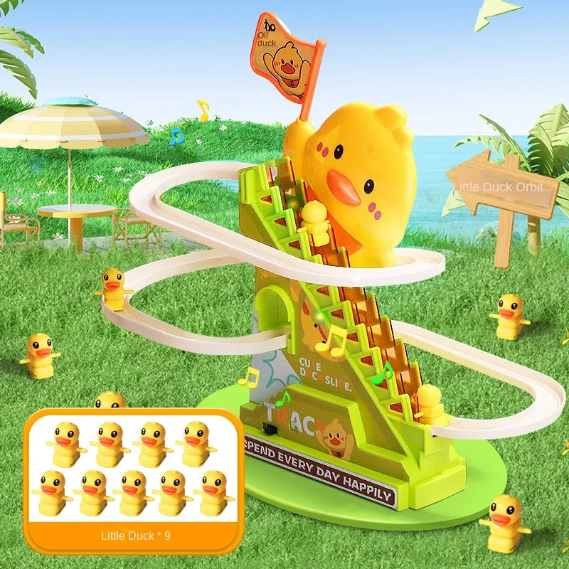 Stair Climbing Ducks Flashing Lights and Music Duck Roller Coaster Toy…