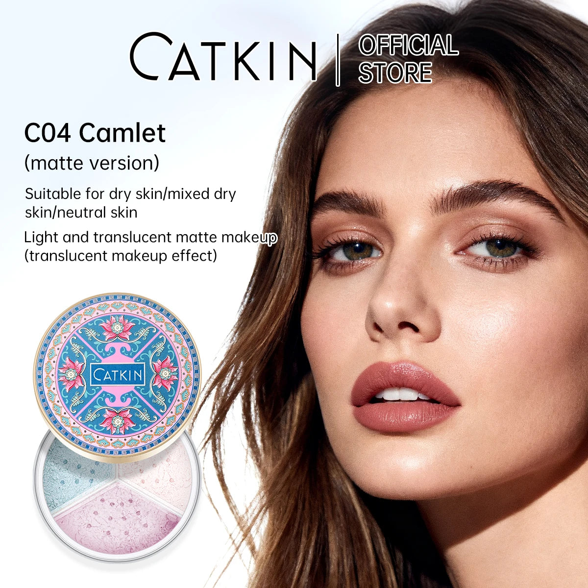CATKIN Makeup Loose Setting Powder, Oil Control Poreless Face Powder Suitable for All Skin Tones and Maintain Matte and Natural