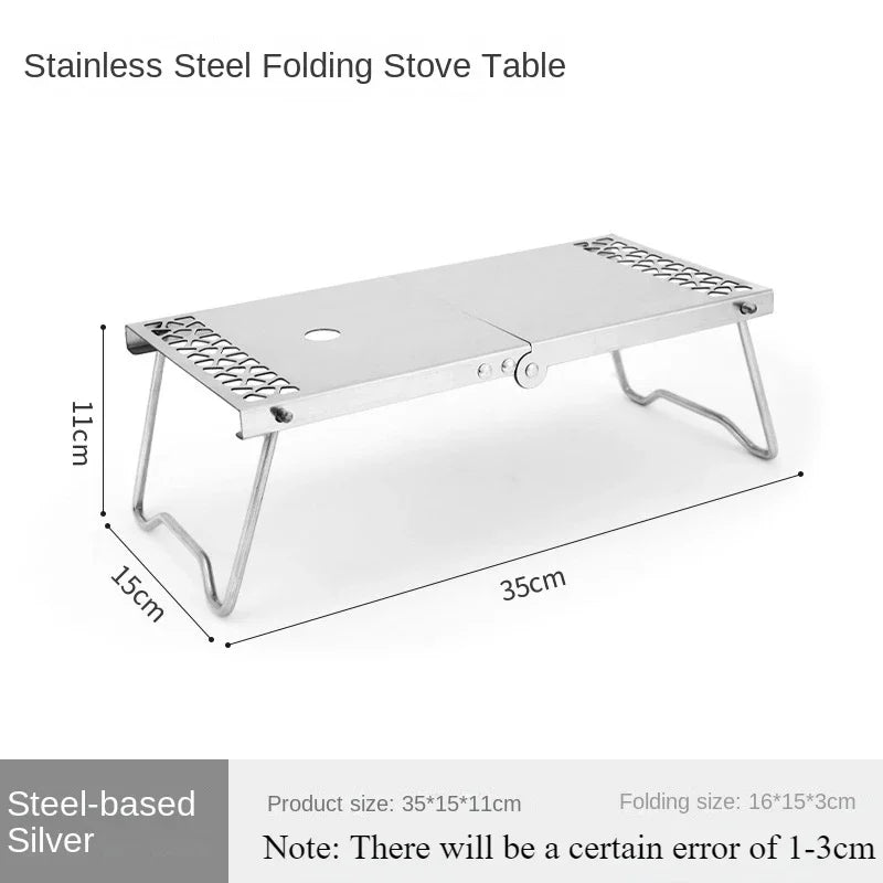 Outdoor Furnace Head Folding Table Camping Accessories Stainless Steel Portable Tea Table Multi Purpose Splicing Barbecue Table