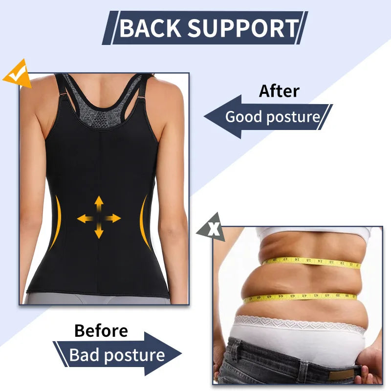 Waist Trainer Vest Slimming Corset for Weight Loss Body Shaper Sauna Suit Compression Shirt Belly Girdle Tops Shapewear 1PC