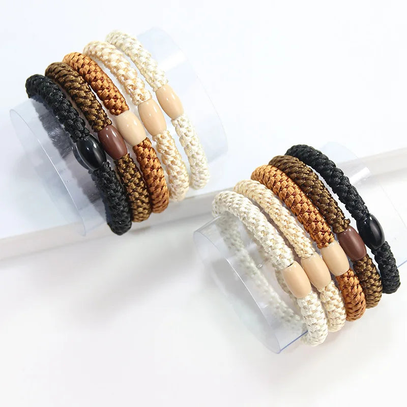 10pcs 5mm Black Mix Elastic Hair Ties Hair Bands No Damage Soft Ponytail Holders Hair Accessories for Girls Women
