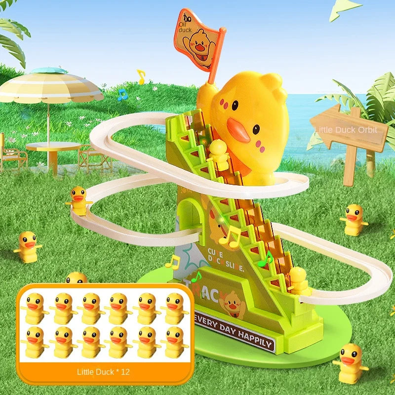 Stair Climbing Ducks Flashing Lights and Music Duck Roller Coaster Toy…