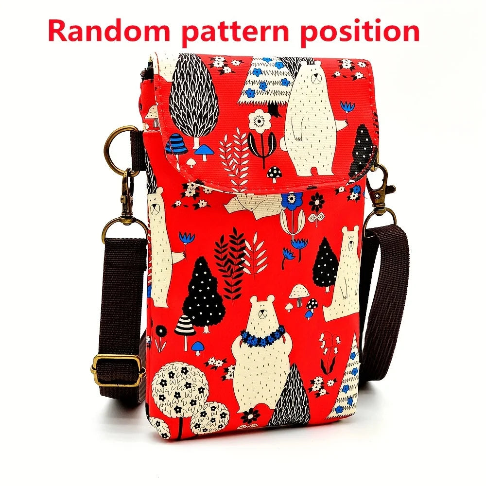 Cute Cat Animal Print Crossbody Bag, Kawaii Fabric Phone Purse, Small Shoulder Bag With Adjustable Strap  Purses and Handbags