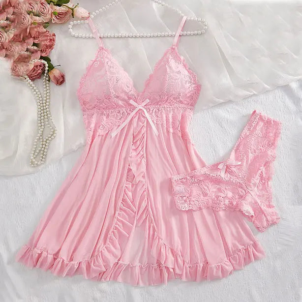Women's Lace Lingerie Slip Dress – Sheer V-Neck Nightgown & Sleepwear