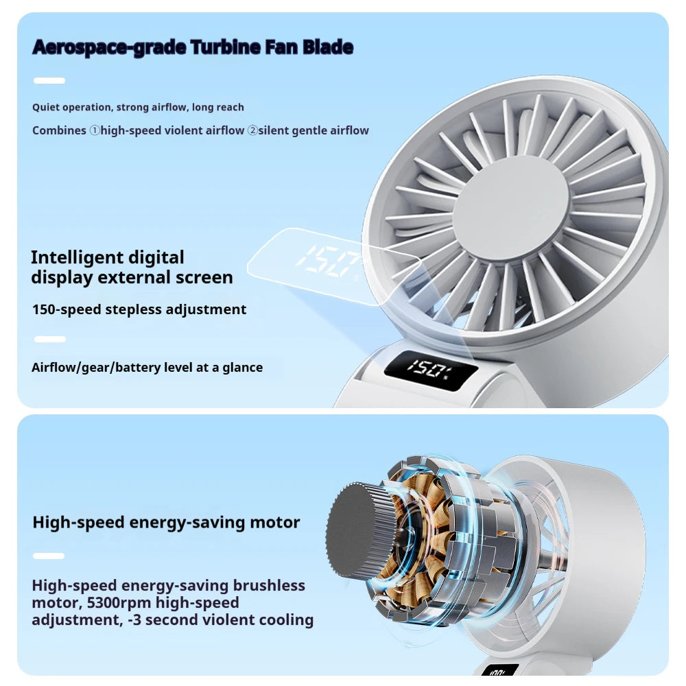 Portable Mini Fan – 3000mAh Rechargeable Foldable Handheld Fan for Outdoor & Travel