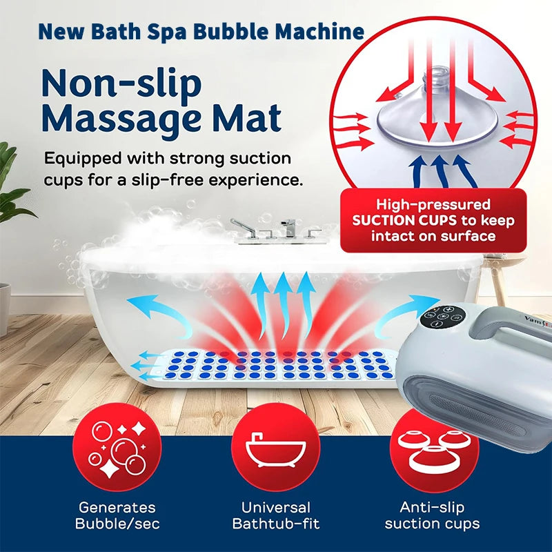 Spa Bubble Bath Massager Mat – Full-Body Massage with Remote Control & Inflatable Pillow