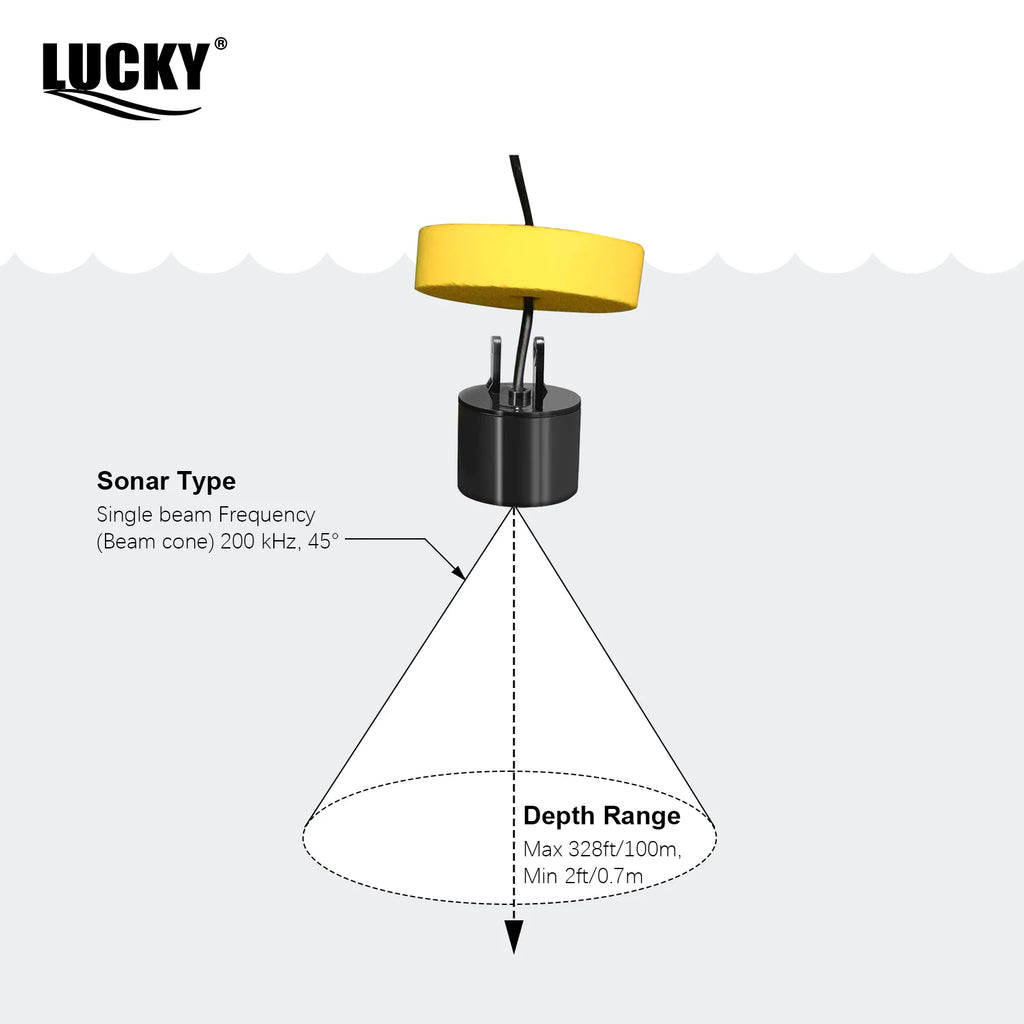 FFC1108-1 Alarm 100M Portable Sonar Fish Finders 45 Degrees Sonar Cove…