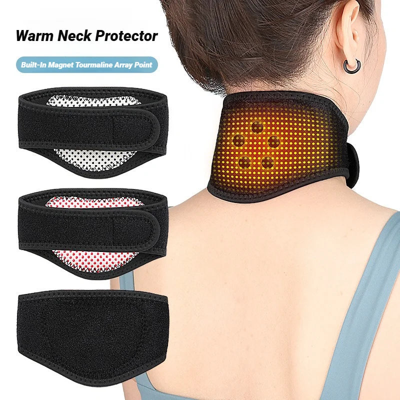 Tourmaline Self-Heating Magnetic Neck Wrap – Far Infrared Cervical Pain Relief Collar