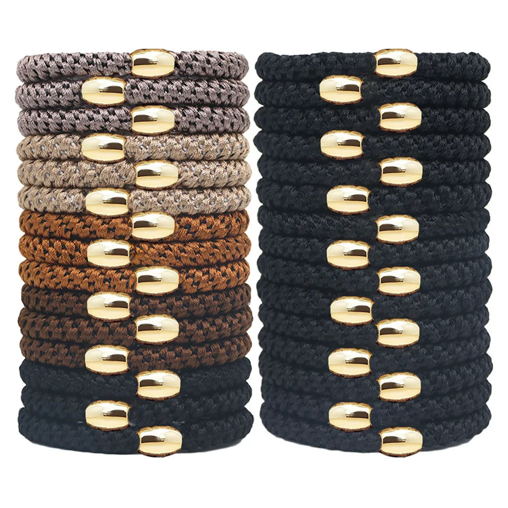 10pcs 5mm Black Mix Elastic Hair Ties Hair Bands No Damage Soft Ponytail Holders Hair Accessories for Girls Women