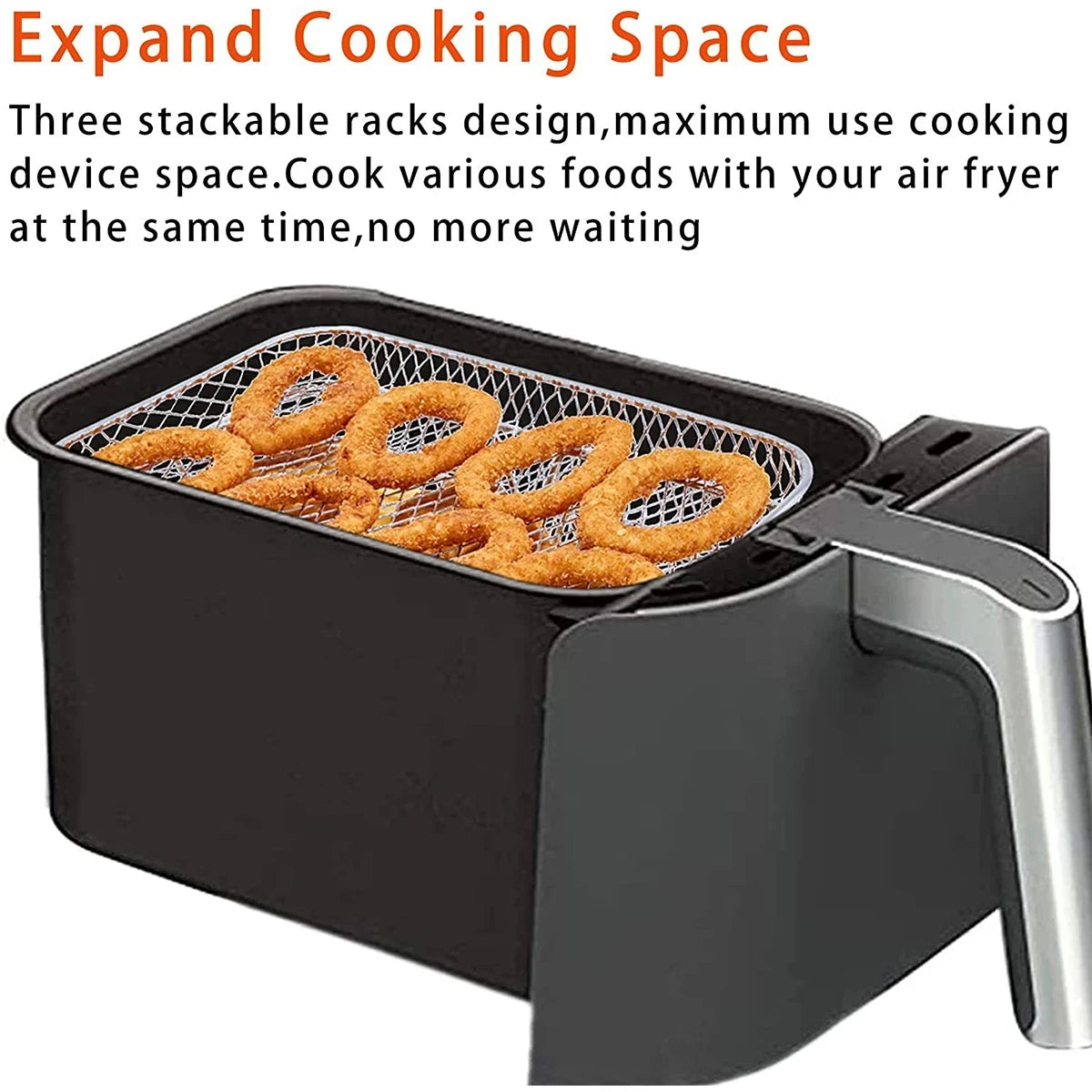 Stackable Air Fryer Rack – 304 Stainless Steel Baking & Grilling Tray for Air Fryers & Ovens